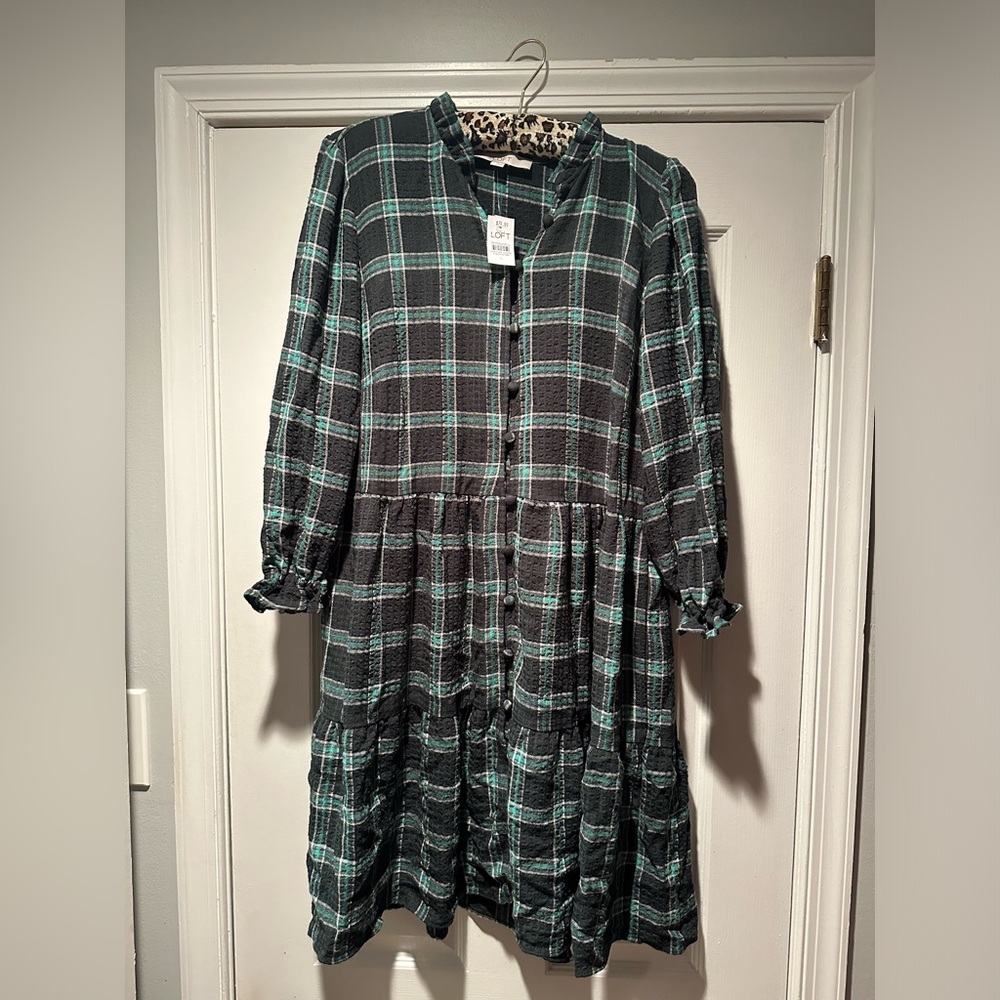 Green Plaid Loft Dress